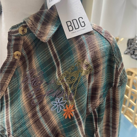 NWT Urban Outfitters BDG Patchwork Brown/Green Plaid Velvet Oversized Women’s M - Picture 7 of 13